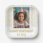 Gold Stars Imitate Glitzer Geburtstag Kinder Foto Pappteller (Vorderseite)