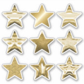 Gold Stars Imitate Metallisches Set von 9 Sticker (Vorderseite)