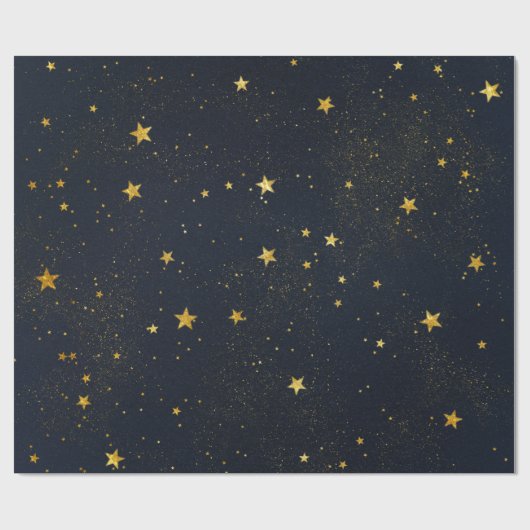 Gold Stars in der nächtlichen Luft Geschenkpapier (Flach)