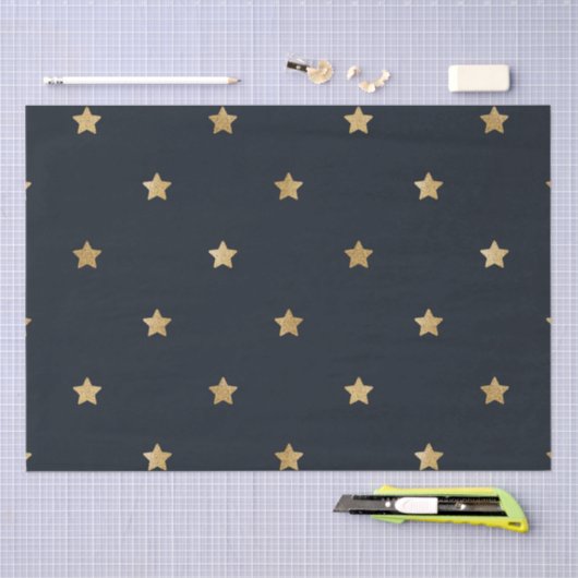 Gold Stars in Mitternachtschwarz Seidenpapier (Handwerk)