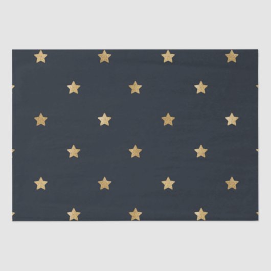 Gold Stars in Mitternachtschwarz Seidenpapier (Vorderseite)