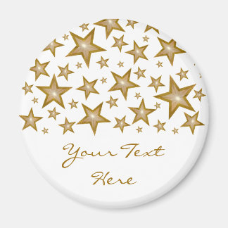 Gold Stars Kühlschrankmagnet "Dein Text" weiß