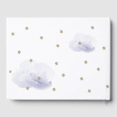 Gold Stars & Lavender Clouds Baby Dusche Gästebuch (Rückseite)