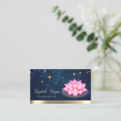 Gold Stars Lotus Navy Blue Visitenkarte (Stehend Vorderseite)