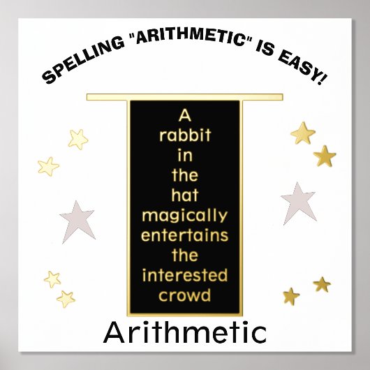 Gold Stars Magician Hat Rechtschreibung Arithmetik Foliendrucke (Vorderseite)