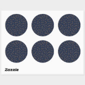 Gold Stars Midnight Blue Classic Round Sticker (Blatt)