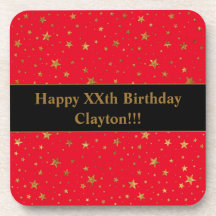 Gold Stars mit Botschaft am roten Geburtstag