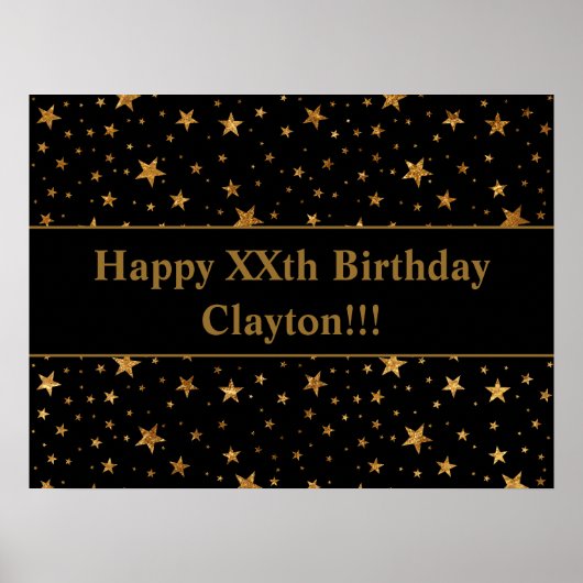 Gold Stars mit Botschaft am Schwarzen Geburtstag Poster (Vorne)