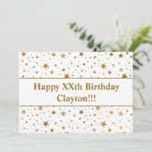 Gold Stars mit Botschaft zum Geburtstag Einladung (Stehend Vorderseite)