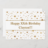 Gold Stars mit Botschaft zum Geburtstag Einladung (Vorne/Hinten)