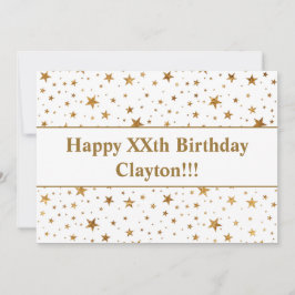 Gold Stars mit Botschaft zum Geburtstag Einladung