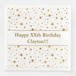 Gold Stars mit Botschaft zum Geburtstag Serviette