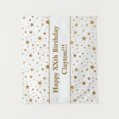 Gold Stars mit Botschaft zum Geburtstag Wandteppich (Vorderseite)