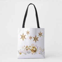 Gold Stars mit Gold und White Christmas Ornaments Tasche