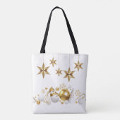Gold Stars mit Gold und White Christmas Ornaments Tasche (Rückseite)