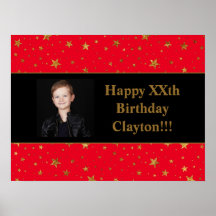 Gold Stars mit Message Foto am Roten Geburtstag