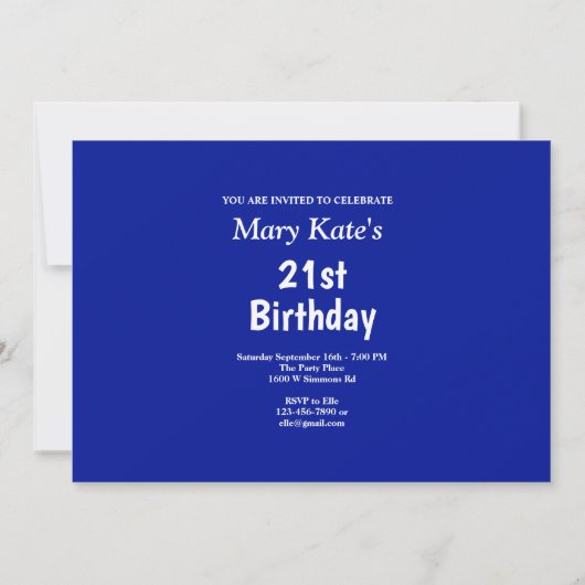 Gold Stars mit Message Foto auf Blue Birthday Einladung (Rückseite)