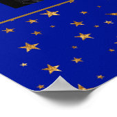 Gold Stars mit Message Foto auf Blue Birthday Poster (Ecke)