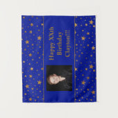 Gold Stars mit Message Foto auf Blue Birthday Wandteppich (Vorderseite)