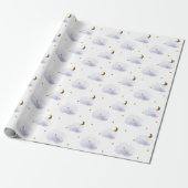 Gold Stars, Mond & Fluffy Lavendel Wolken Geschenkpapier (Ungerollt)