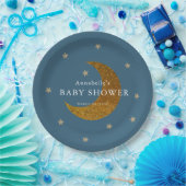 Gold Stars & Moon Baby Shower Paper Plate Pappteller (Party)