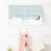 Gold Stars & Moon Blue Baby Duschbanner Banner (Insitu)