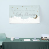 Gold Stars & Moon Blue Baby Duschbanner Banner (Messeveranstaltung)