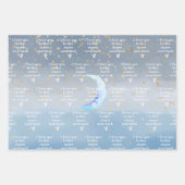 Gold Stars Moon Blue Ombre Geschenkpapier Set (Vorderseite 2)