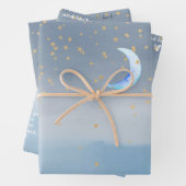 Gold Stars Moon Blue Ombre Geschenkpapier Set (Beispiel)
