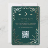 Gold Stars Moon Celestial Qr Code Save the Date (Rückseite)