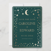 Gold Stars Moon Celestial Qr Code Save the Date