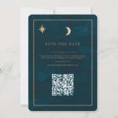 Gold Stars Moon Celestial Qr Code Save the Date (Rückseite)
