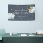 Gold Stars Moon Cloud Navy Blue Baby Shooting Bann Banner (Messeveranstaltung)
