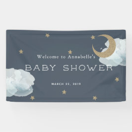 Gold Stars Moon Cloud Navy Blue Baby Shooting Bann Banner