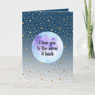 Gold Stars Moon Karte