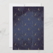 Gold Stars Moon Midnight Blue Celestial Wedding Einladung (Rückseite)