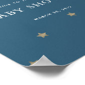 Gold Stars & Moon Navy Baby Dusche Begrüßungszeich Poster (Ecke)