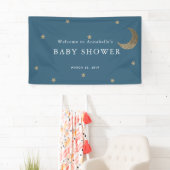Gold Stars & Moon Navy Blue Baby Shooting Banner (Insitu)