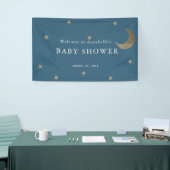 Gold Stars & Moon Navy Blue Baby Shooting Banner (Messeveranstaltung)