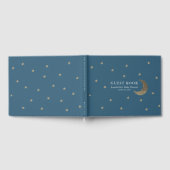 Gold Stars & Moon Navy Blue Baby Shooting Guest Bo Gästebuch (Voll)