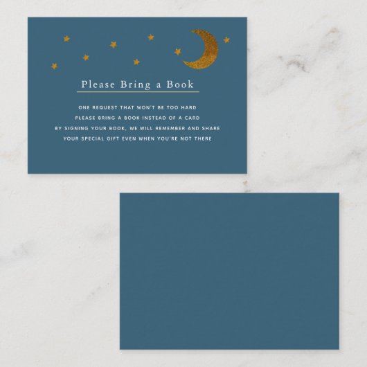 Gold Stars & Moon Navy Bringen Sie bitte eine Book Begleitkarte (Vorne/Hinten)