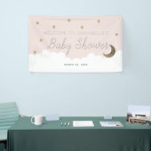 Gold Stars & Moon Pink Baby Duschbanner Banner (Messeveranstaltung)