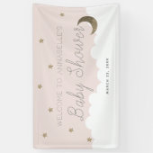 Gold Stars & Moon Pink Baby Duschbanner Banner (Vertikal)