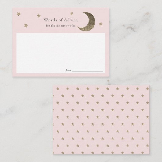 Gold Stars & Moon Pink Baby Shower Cards Begleitkarte (Vorne/Hinten)