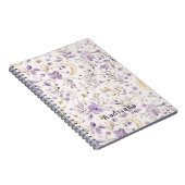 Gold Stars Moon Purple Blumen Notizblock (Rechte Seite)