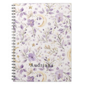 Gold Stars Moon Purple Blumen Notizblock (Vorderseite)