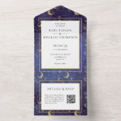 Gold Stars Moon Stars Celestial QR Code Hochzeit All In One Einladung (Innen Boden)