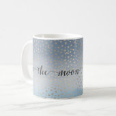Gold Stars Moons Blue Ombre Kaffeetasse (Vorderseite Links)