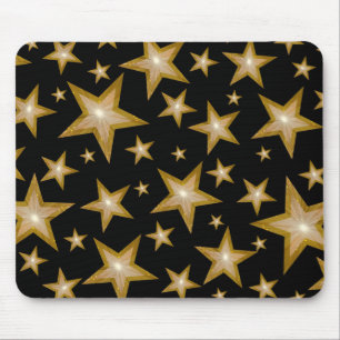 Gold Stars Mousepad schwarz