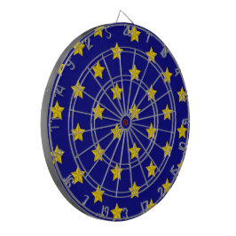Gold Stars Muster, Navy Blue, Exklusiv Dartscheibe